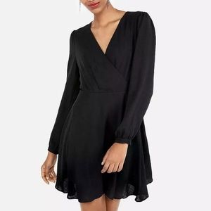 Express Textured Surplice Fit and Flare Dress